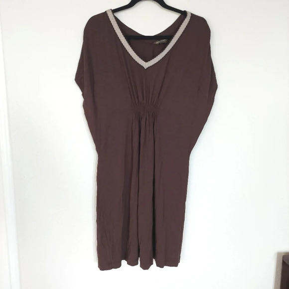 Tommy Bahama Mocha Brown V-Neck Knit Dress Size Small Petite - Picture 1 of 7